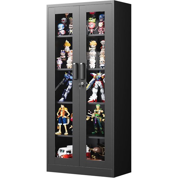 Glass Display Cabinet with Lockable Doors