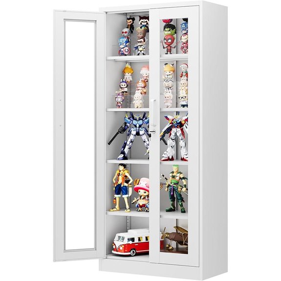 Glass Display Cabinet with Lock and Shelves