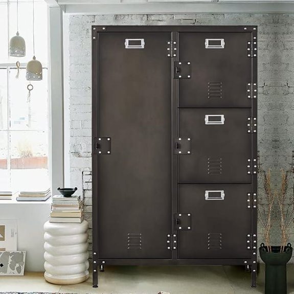 MIIIKO Steel Wardrobe Cabinet with Lockable Doors