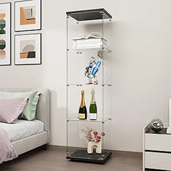 FANYUSHOW Tempered Glass Display Cabinet with Lock