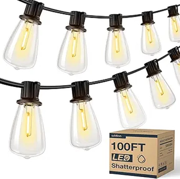 Addlon 100FT LED Outdoor String Lights with Bulbs