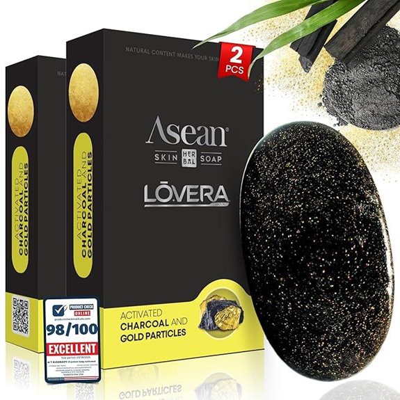 Premium African Black Soap with Charcoal & Gold