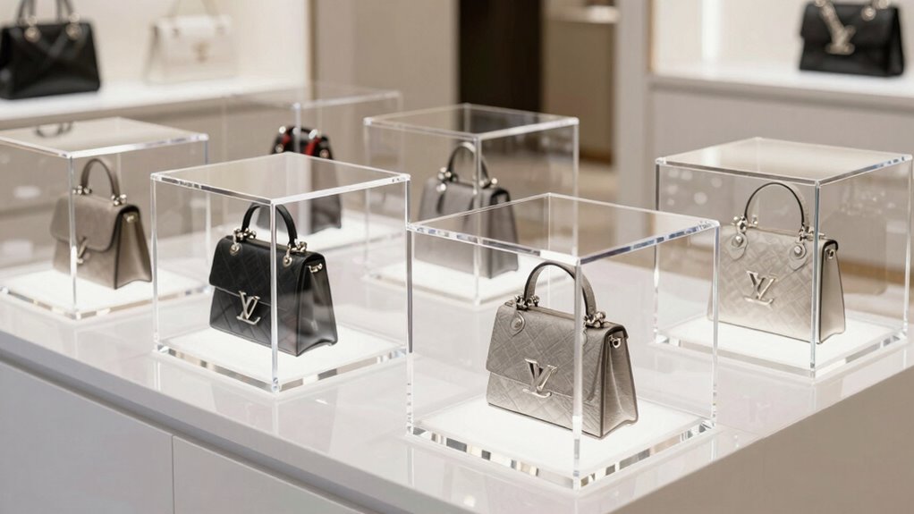 luxury handbag display cases