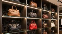 luxury handbag display shelves