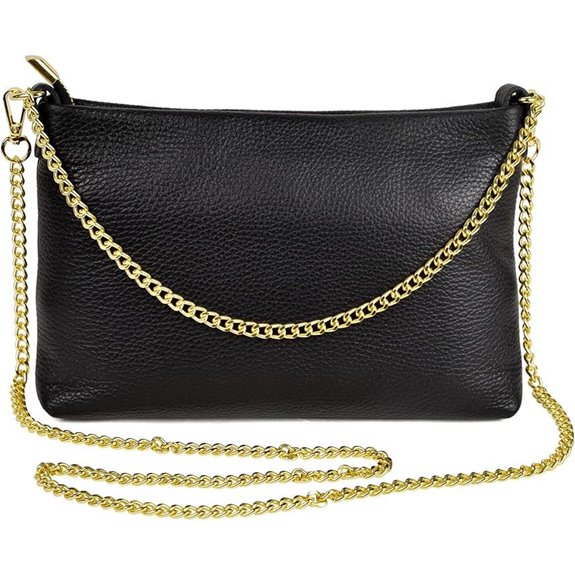 Dasein Italian Leather Handbag with Chain Strap