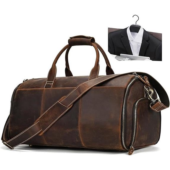 Full-grain Leather Travel Garment Bag with Shoe Compartment