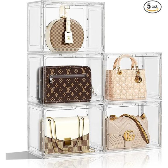 Stackable Clear Storage Boxes with Magnetic Lid (5 Pack)