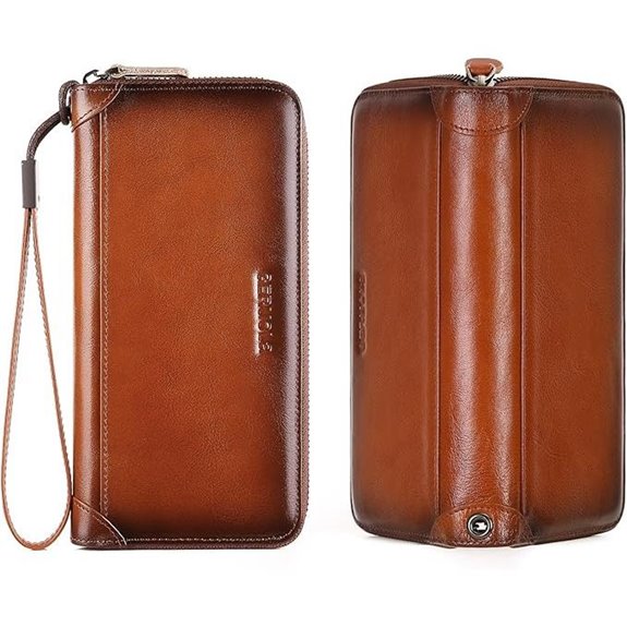 Men's Leather RFID Zipper Wallet with Phone Pocket