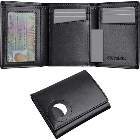 Men's Leather Wallet with Airtag Holder and RFID Block