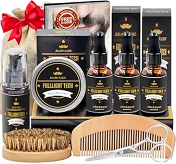 Men's Beard Grooming Kit with Oil Balm Comb Scissors