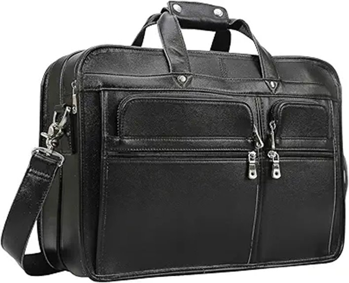 Men's Leather 17-Inch Business Travel Laptop Bag