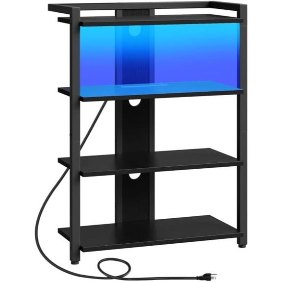 HOOBRO 4-Tier Media Stand with Charging & LED Light