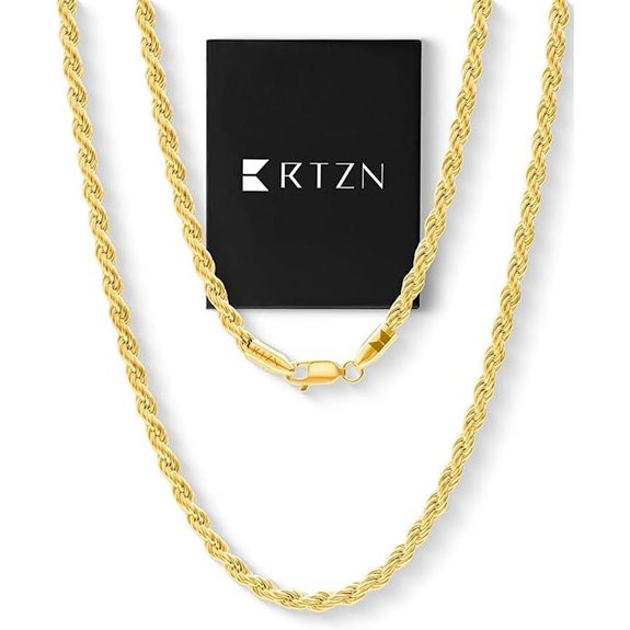 RTZN Gold Rope Chain for Men 3mm Stainless Steel