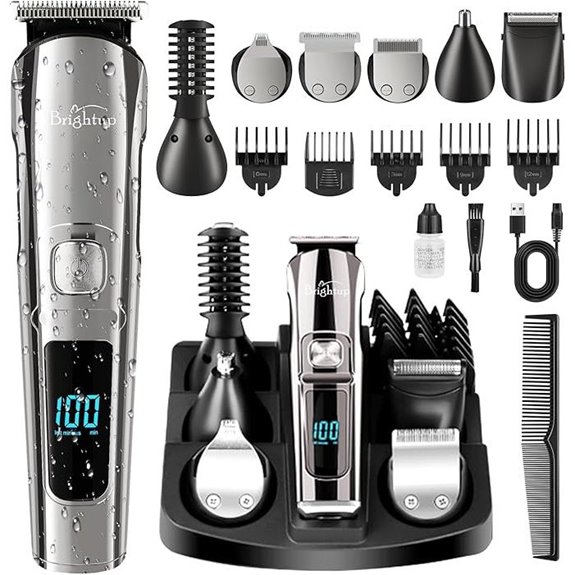 Brightup Men's Cordless Waterproof Beard Trimmer & Grooming Kit