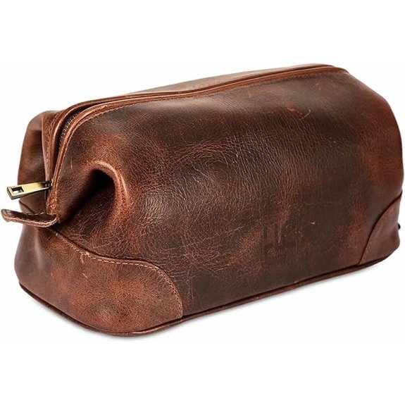 HLC Leather Toiletry Bag for Men (Brown)