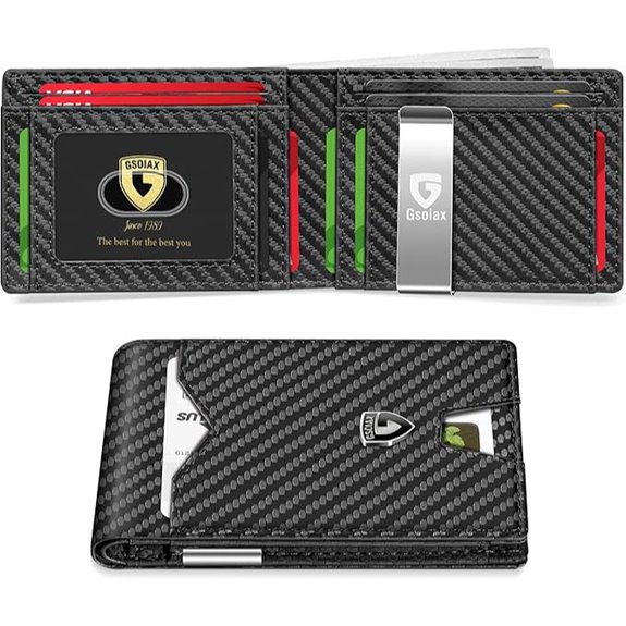 GSOIAX Men's Slim Leather Wallet with RFID Block