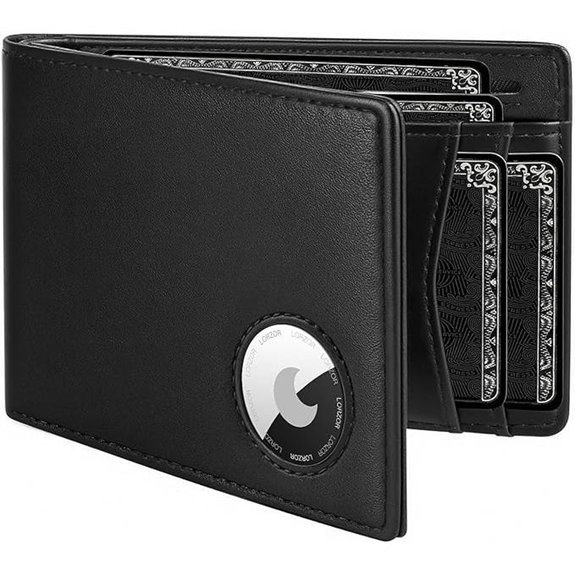 LORZOR Men's Leather Wallet with AirTag Holder