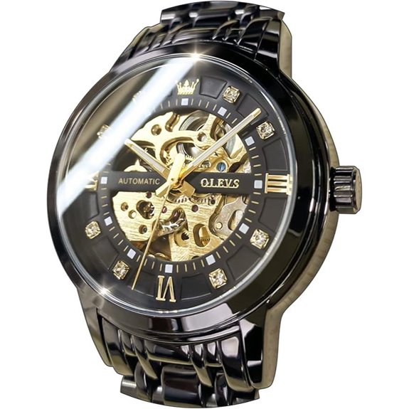 OLEVS Men's Gold Skeleton Automatic Mechanical Watch