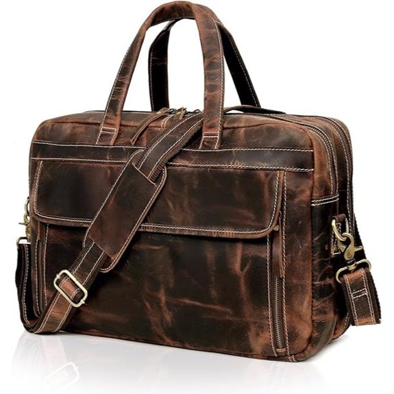 Italian Leather Briefcase for Men with Multiple Compartments