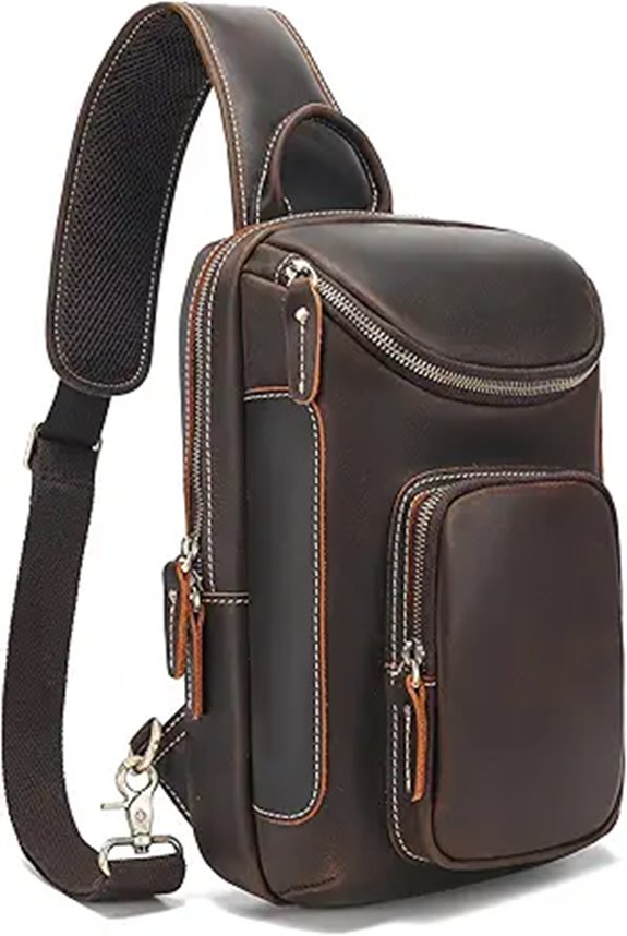 LANNSYNE Leather Crossbody Bag for Men