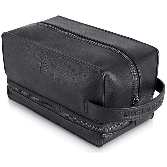 Mens Leather Travel Dopp Kit Grooming Bag
