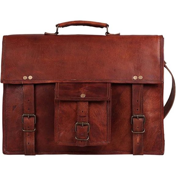 Leather Messenger Bag for Men 16 Laptop Briefcase