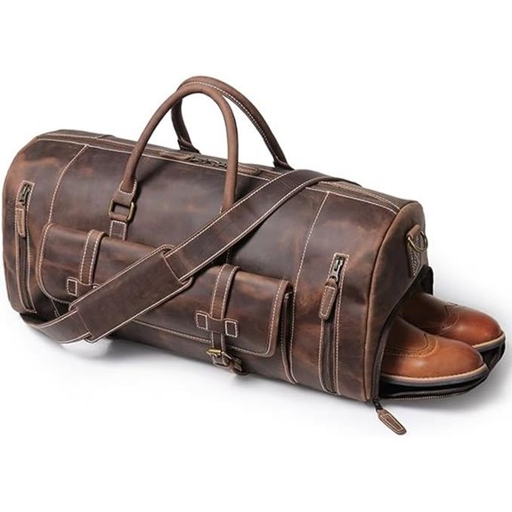 Mens Leather Weekender Travel Duffel Bag