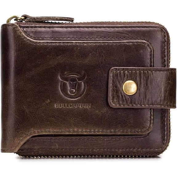 Bullcaptain Leather Wallet for Men with Coin Pocket