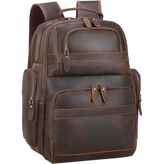 TIDING Men's Vintage Leather Laptop Backpack