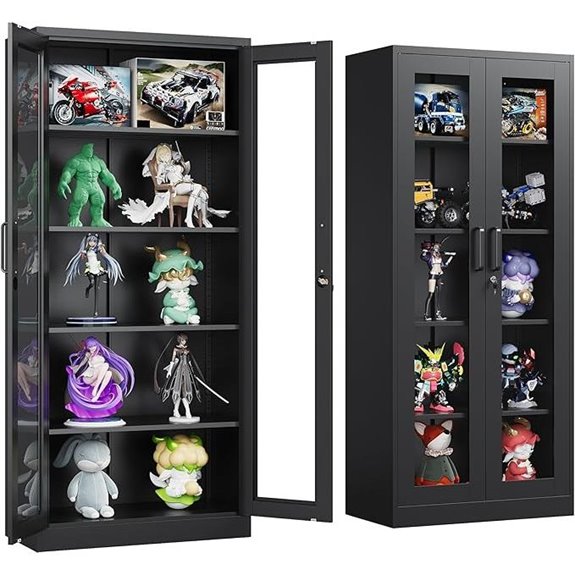 Metal Locking Glass Display Cabinet with Shelves