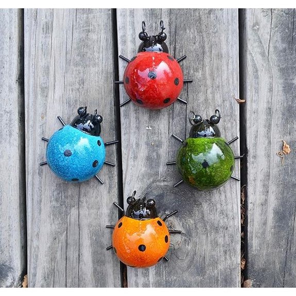 GIFTME Metal Garden Wall Art Set of 4 Ladybugs
