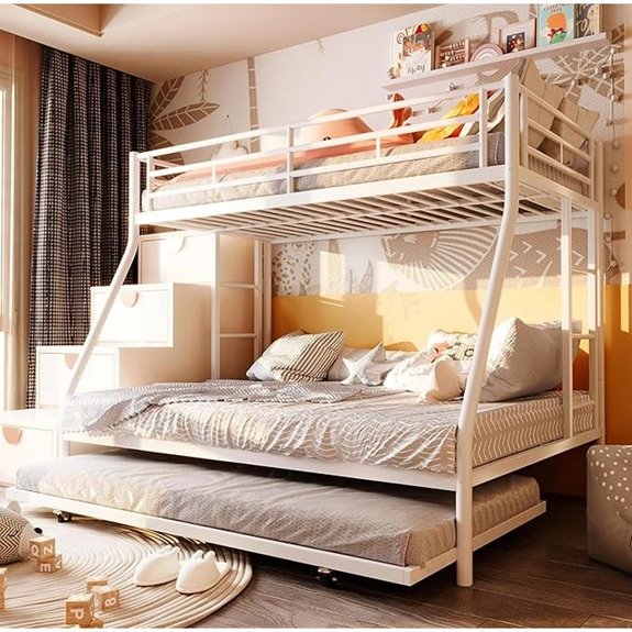 SUNLEI Metal Loft Bed with Ladders and Trundle