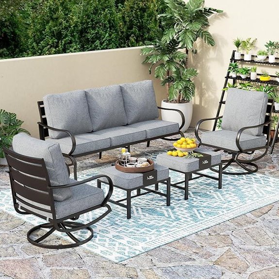 PHI VILLA 5 PCS Metal Patio Furniture Set