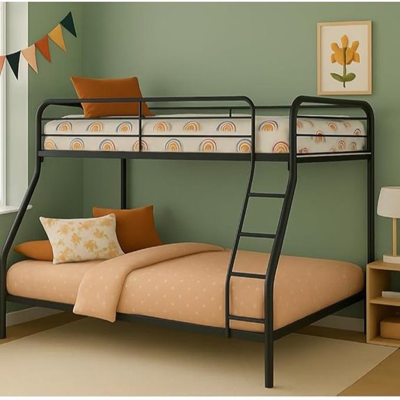 Naomi Metal Twin-Over-Full Bunk Bed with Storage