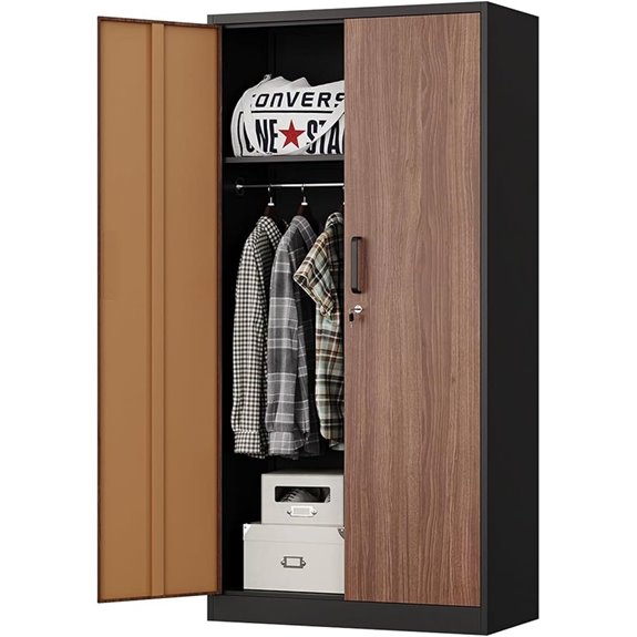 MIIIKO Metal Wardrobe Cabinet with Locking Doors