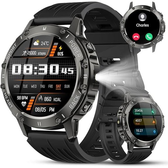 Military Smart Watch for Men with Calls & Fitness Tracking