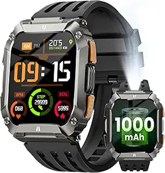 Military Smart Watch for Men with Heart Rate & 100+ Sports