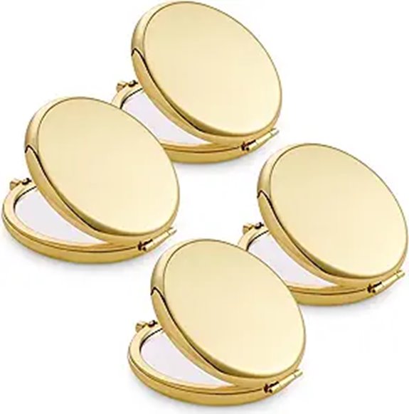 Mini Pocket Metal Mirror 4-Pack Double-Sided 1X/2X Magnification