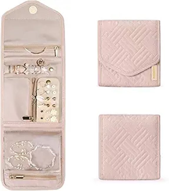 BAGSMART Travel Jewelry Organizer Case (Mini Soft Pink)