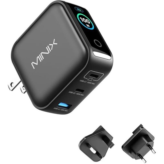 MINIX 100W USB-C GaN Charger with Smart Display