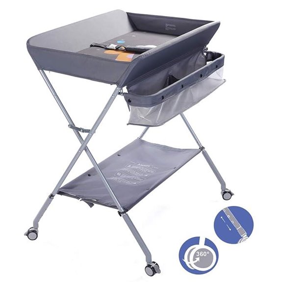 Portable Baby Changing Table with Wheels and Storage