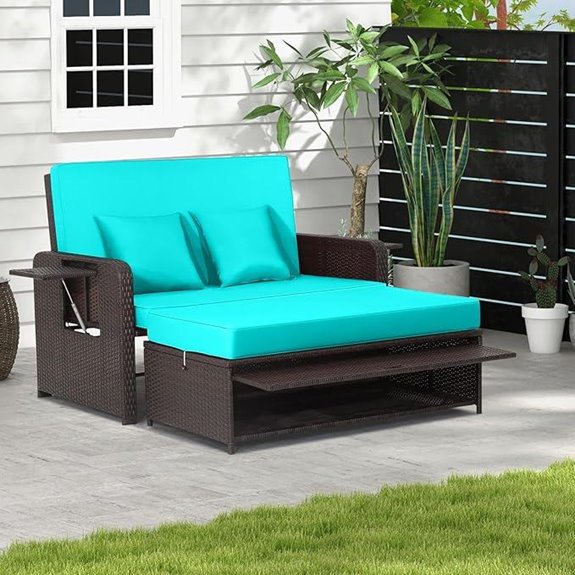 LDAILY Moccha Outdoor Wicker Daybed & Lounger Set