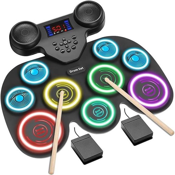 7-Color LED Electronic Drum Set with MIDI Support