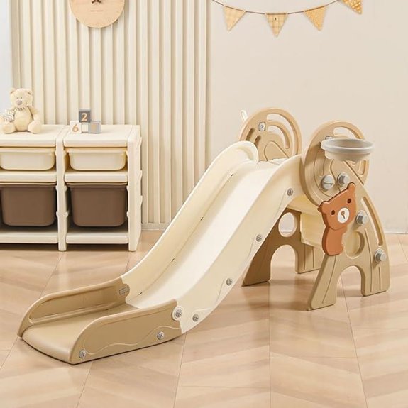 4-in-1 Toddler Playground Slide with Basketball Hoop