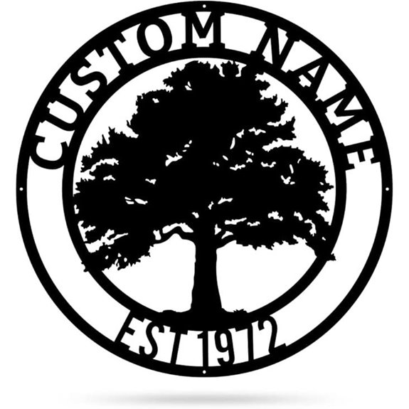 RealSteel Oak Tree Family Monogram Metal Sign