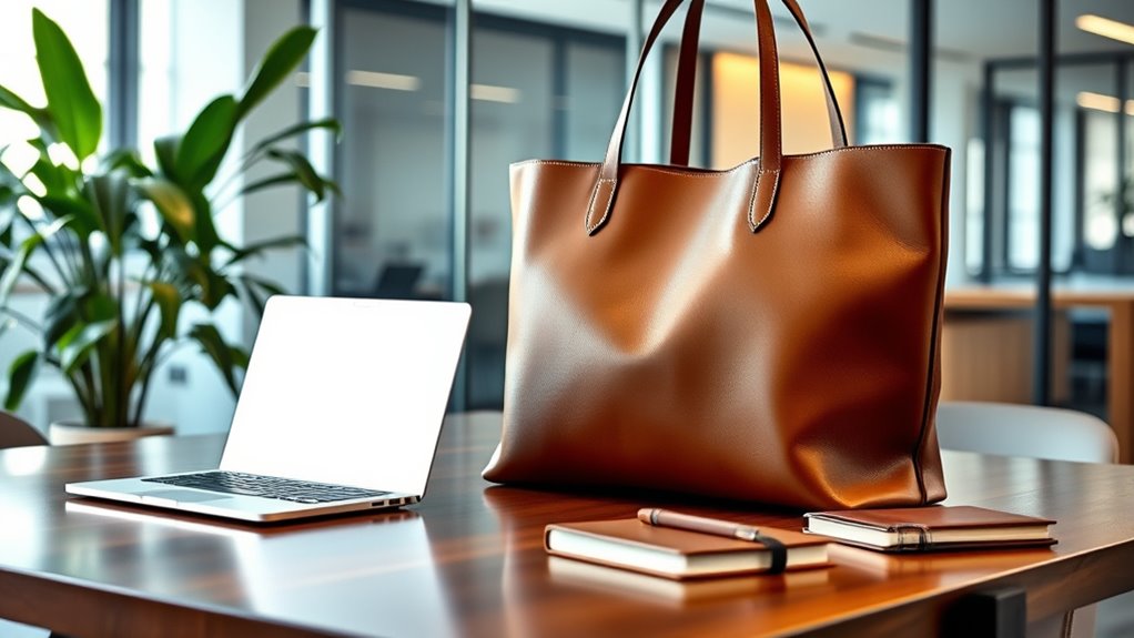 office ready leather tote