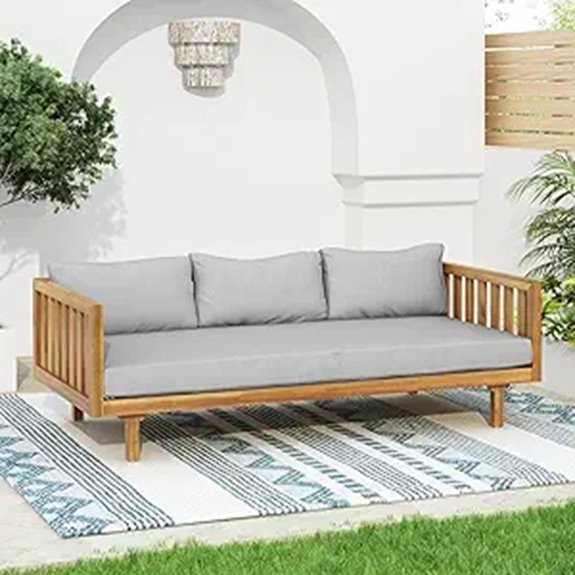 Merax Outdoor 3-Seater Acacia Wood Daybed