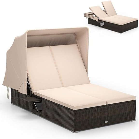 RELAX4LIFE Outdoor Daybed with Canopy and Cushions