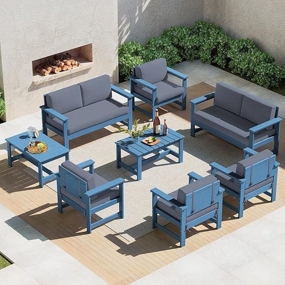SERWALL Outdoor Conversation Sofa Set with Cushions