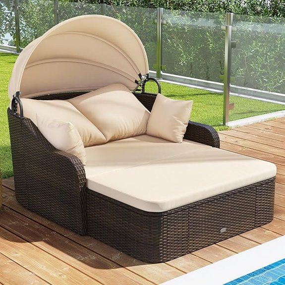 Moccha Outdoor Daybed with Retractable Canopy Set